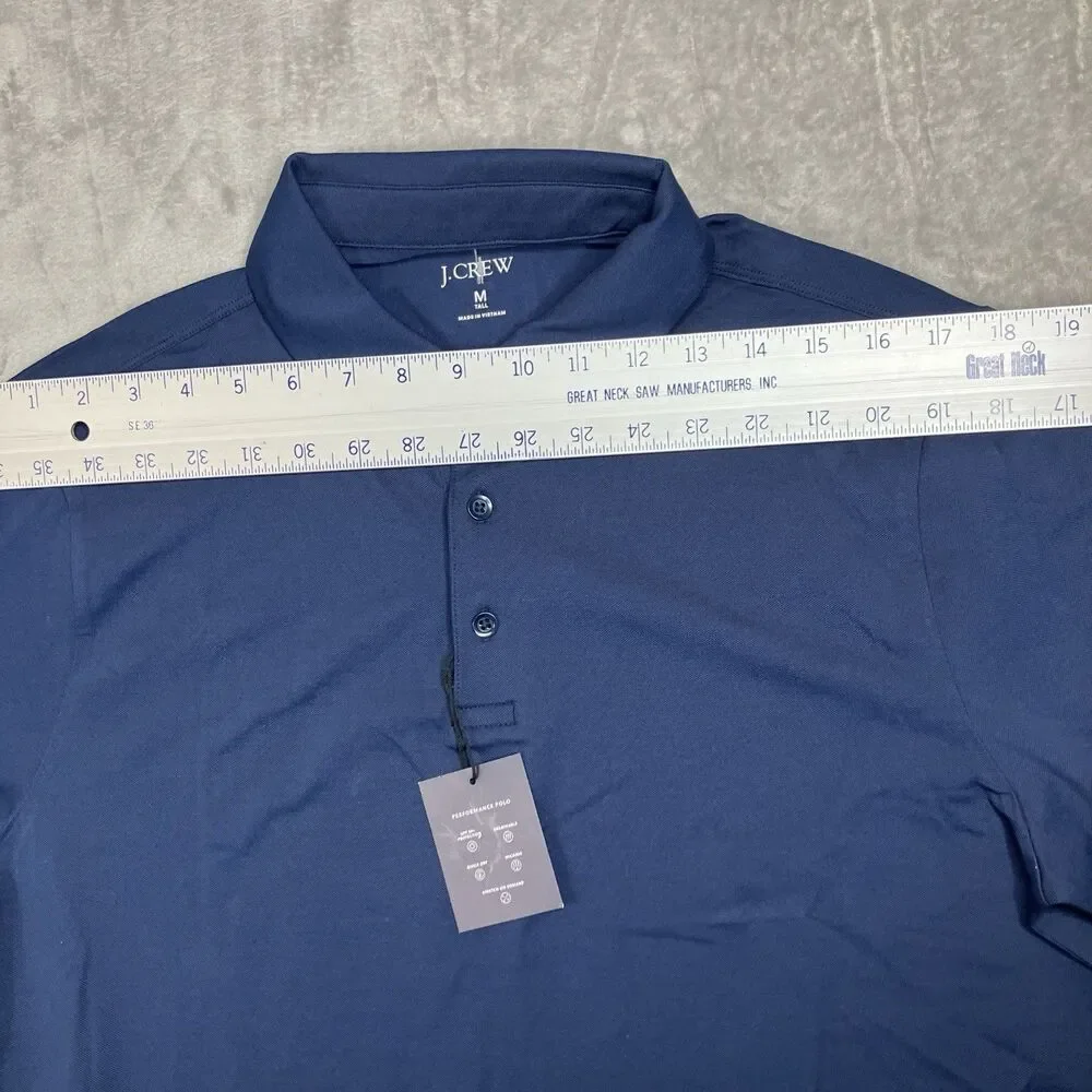 J‎ Crew Polo Shirt Mens M TALL Blue Performance Pique Stretch Moisture Wicking